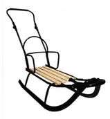 Sanki i ślizgacze - Matpol Sanki Kubuś 2 z oparciem i pchaczem czarne 3877 - miniaturka - grafika 1