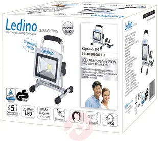 Ledino Köpenick 209 - reflektor akumulatorowy LED 20W - Oświetlenie warsztatowe - miniaturka - grafika 2