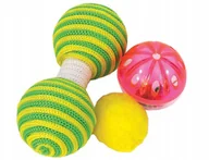 Zabawki dla kotów - Zabawka hantelek + 2 piłki Happet K019 11cm - miniaturka - grafika 1