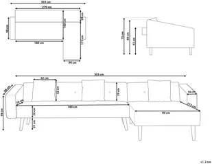 Beliani Narożnik welurowy lewostronny rozkładany niebieski VADSO - Narożniki - miniaturka - grafika 3