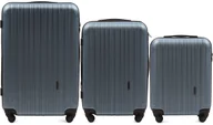 Walizki - Wings Zestaw 3 twarde walizki FLAMINGO 2011-3 KPL srebrno niebieski P297 - miniaturka - grafika 1
