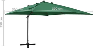 vidaXL Parasol wiszący z lampkami LED i słupkiem, zielony, 300 cm 312345 - Parasole ogrodowe - miniaturka - grafika 11