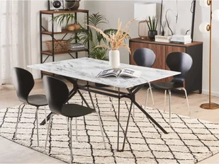 BLmeble Stół do jadalni szklany 160 x 90 cm efekt marmuru z czarnym BALLINA 4251682259040 - Stoły - miniaturka - grafika 2