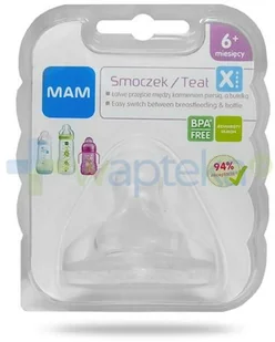 Mam Baby smoczek na butelkę 6+ b.szybki przepływ papka BLOZ7-9049649 - Smoczki do butelek - miniaturka - grafika 3