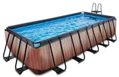 Baseny ogrodowe - Exit Basen Wood brązowy prostokątny 540 x 250 x 122 cm drabinka pompa filtrująca wysoki 30.22.53.10 - miniaturka - grafika 1