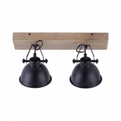 Lampy sufitowe - Leuchten Direct Chłodna plamka czerni z drewnianymi 2 lampkami - Fors - miniaturka - grafika 1