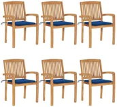 Fotele i krzesła ogrodowe - vidaXL Sztaplowane krzesła ogrodowe z poduszkami, 6 szt., tekowe! 3073235 - miniaturka - grafika 1