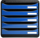 Pojemniki biurowe - Exacompta Exacompta 3097279D Premium organizer Premium Big Box Iderama 5 szuflad o dużej pojemności pojemnik na dokumenty A4+ dla większej ilości miejsca na biurku szafka czarna| lodowo niebieska 3097279d - miniaturka - grafika 1
