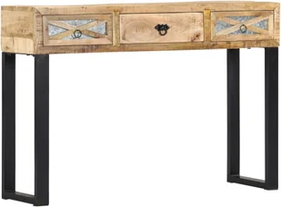 vidaXL Stolik typu konsola, 110x30x76 cm, lite drewno mango - Konsole i sekretarzyki - miniaturka - grafika 8