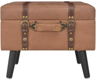 vidaXL Stołek ze schowkiem, 40 cm, brązowy, sztuczna skóra vidaXL - Pufy i podnóżki - miniaturka - grafika 4