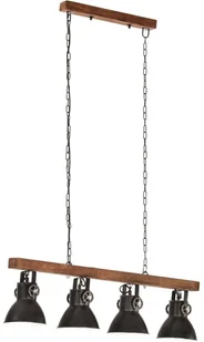 vidaXL Industrialna lampa sufitowa, czarna, E27, drewno mango 320523 - Lampy sufitowe - miniaturka - grafika 11