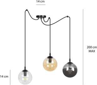 EULUNA Lampa wisząca Glassy 3-pkt. szkło grafit/bursztyn - Lampy sufitowe - miniaturka - grafika 3
