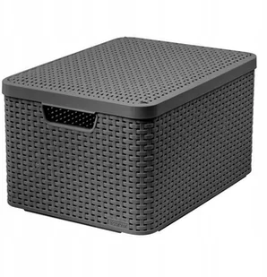 Curver Koszyk RATTAN STYLE L SZARY Z POKRYWĄ - Pojemniki kuchenne - miniaturka - grafika 4