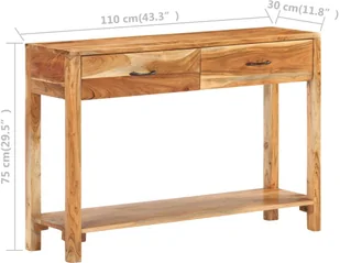 vidaXL Szafka, 110x30x75 cm, lite drewno akacjowe 320471 - Szafki do salonu - miniaturka - grafika 8