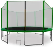 Trampoliny - Aga Sport Pro Trampolina 400 cm ciemnozielona + siatka ochronna + drabinka + kieszeń na buty - miniaturka - grafika 1