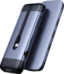 Ugreen Ugreen 9w1 wielofunkcyjny HUB USB Typ C - HDMI / 3x USB 3.2 Gen 1 / czytnik kart SD micro SD / VGA / RJ45 / USB Typ C Power Delivery 100 W 20 V 5 A szary (70409 CM286) 70409 CM286 - Huby USB - miniaturka - grafika 3