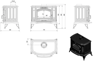 Ekoprojekt 300 Piec wolnostojący koza 10kW K9 z wylotem spalin fi 150 z fajerką i z pogrzebaczem spełnia anty-smogowy 30076623 - Piece wolnostojące - miniaturka - grafika 2