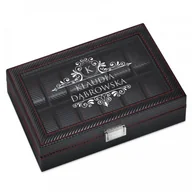 Pudełka i szkatułki - Murrano Karbonowa Szkatułka Kuferek na Zegarki GRAWER Ornament SZKT-ZG-KB-009 - miniaturka - grafika 1