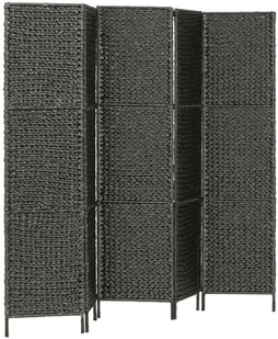 vidaXL 5-panelowy parawan pokojowy, czarny, 193x160 cm, hiacynt wodny vidaXL - Parawany - miniaturka - grafika 2