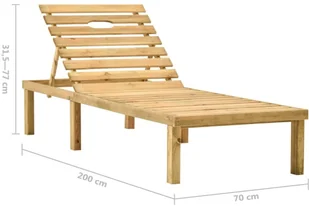 vidaXL Leżak ogrodowy ze stolikiem i poduszką, impregnowana sosna! 3065845 - Leżaki ogrodowe - miniaturka - grafika 10