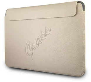 Guess Torba Sleeve GUCS13PUSASLG 13 cali złoty/gold Saffiano Script GUE1207GLD - Torby na laptopy - miniaturka - grafika 2