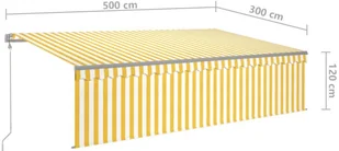 VidaXL Lumarko Automatycznie zwijana markiza z zasłoną, 5x3 m, żółto-biała  3069348 VidaXL - Markizy - miniaturka - grafika 9