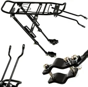 Bagażniki rowerowe - Inna marka Bagażnik 20/28 regulowany aluminiowy mocowany na tylnym widelcu pod tarcze czarny L333006 - miniaturka - grafika 1