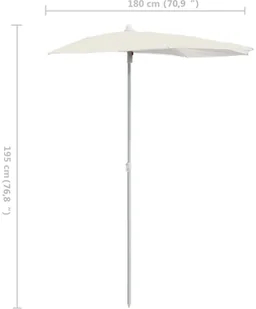 vidaXL Półokrągły parasol ogrodowy na słupku, 180x90 cm, piaskowy 315559 - Parasole ogrodowe - miniaturka - grafika 8