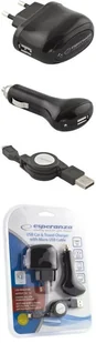 Esperanza ZESTAW ŁADOWAREK 1000mA SIEC/SAM USB/microUSB EZ116 - Ładowarki do telefonów - miniaturka - grafika 6