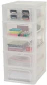 Kosmetyczki, organizery i kuferki - Iris Ohyama Iris Ohyama, Wieża do przechowywania, Organizer, 5 szuflady po 7 L, na dokumenty formatu A4, szuflady przezroczyste, biuro, pokój dzienny - Organizer Chest OCH-2005 - Biały - miniaturka - grafika 1