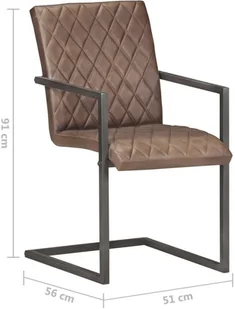 vidaXL Krzesła stołowe, wspornikowe, 4 szt., brązowe, skóra naturalna 3059811 - Krzesła - miniaturka - grafika 7
