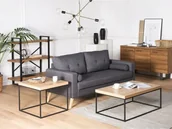 Ławy i stoliki kawowe - Beliani Stolik jasne drewno z czarnym DELANO - miniaturka - grafika 1