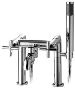 Omnires Modern Dwuuchwytowa bateria wannowa z zestawem prysznicowym chrom C304-HCR - Baterie wannowe i prysznicowe - miniaturka - grafika 2