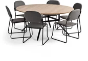 Stoły i stoliki do biura - AJ Produkty Zestaw mebli VARIOUS + DAWSON, stół i 6 krzeseł, antracyt - miniaturka - grafika 1