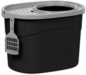 Kuwety dla kotów - Argi Iris 531226 dla kota Top Entry Cat Litter Box z łopatką, czarna/szara 531226 - miniaturka - grafika 1