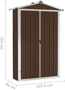 vidaXL Szopa ogrodowa, brązowa, 107,5x46x183 cm, stal galwanizowana 46304 - Altany ogrodowe - miniaturka - grafika 8