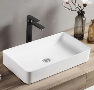 Rea łazienka z wyobraźnią Umywalka ceramiczna nablatowa Denis biała 61,5x35 U4800 U4800 - Umywalki - miniaturka - grafika 2