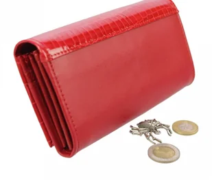 PolskaGalanteria.pl Portfel Damski PolskaGalanteria Długi Suwak Płaski Skóra Naturalna Czerwony z Wstawką Wzór III D14 - Portfele - miniaturka - grafika 9