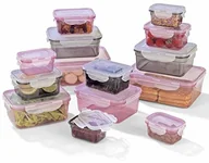 Pojemniki kuchenne - GOURMETmaxx pojemnik na żywność z klikiem  it, szczelne pojemniki do przechowywania, 28 części, nadaje się do kuchenki mikrofalowej, zamrażarki i zmywarki, nie zawiera BPA, różowy/szary (02482) - miniaturka - grafika 1