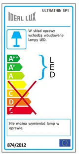 Ideal Lux Lampa Wisząca Ultrathin Sp1 Bianco 142906 Średnica 3,0 Wys. 115,0 - 186,0 - Lampy sufitowe - miniaturka - grafika 3
