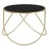 Ławy i stoliki kawowe - Mauro Ferretti Złoty Stolik Kawowy Glamour Ring z Czarnym Blatem 1422510000 - miniaturka - grafika 1