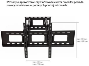 MOUNTY MOCNY UCHWYT DO TELEWIZORA ŚCIENNY REGULOWANE KĄTY 40070153 - Uchwyty do telewizora - miniaturka - grafika 11