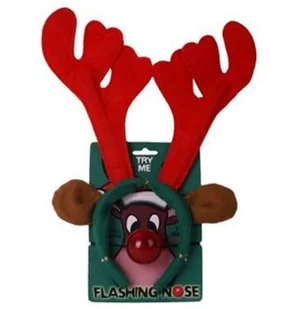 GO Opaska Rogi renifera czerwone ze świecącym nosem - 1 kpl. NW-ORSN - Oświetlenie świąteczne - miniaturka - grafika 4