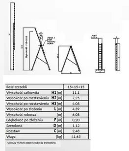 Drabex 996 99674940 Drabina 3-elementowa anodowana 3x15 wysokość robocza 12,50m) 74940-uniw - Drabiny Drabex 996 99674940 Drabina 3-elementowa anodowana 3x15 wysokość robocza 12,50m) 74940-uniw - Drabiny - miniaturka - grafika 2