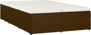 vidaXL Rozkładane łóżko ogrodowe z poduszką, polirattan, brązowe - Leżaki ogrodowe - miniaturka - grafika 5