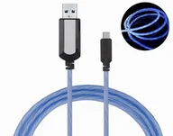 Kable USB - Kabel USB - USB typ C świecący niebieski 1m VA0014 VAYOX - miniaturka - grafika 1