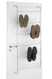 Wenko 4340030100 drzwiowy regał na 18 par butów, metalowy, chromowany, 58 x 151 x 16.5 cm, kolor: srebrny błyszczący 4340030100 - Szafki na buty - miniaturka - grafika 2