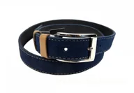 Paski - Complex (PL) Pasek Granatowy Z Beżową Nitką (PL) Skóra Naturalna Licowa Zamsz 30 mm - miniaturka - grafika 1