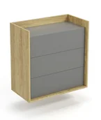 Komody - Halmar Komoda trzy szuflady MOBIUS 3S korpus: hikora naturalna, fronty - szary przykurzony - miniaturka - grafika 1