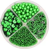 Półfabrykaty do biżuterii - Knorr Prandel Zestaw koralików ozdobnych, zielony - miniaturka - grafika 1